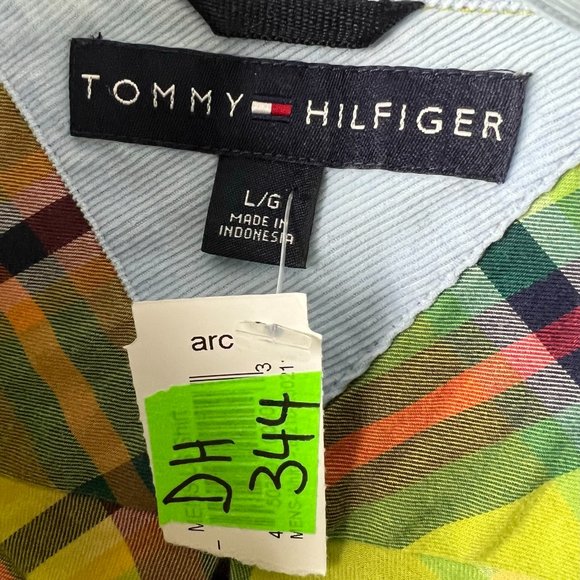 Tommy Hilfiger Shirt Adult Large Green Plaid Button Up Long Sleeve Casual Mens - Picture 4 of 16